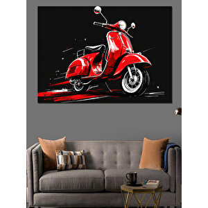 Kırmızı Vespa Motosiklet Dekoratif Kanvas - Mdf Ahşap Tablo 35x50 cm
