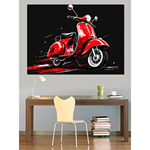 Kırmızı Vespa Motosiklet Dekoratif Kanvas - Mdf Ahşap Tablo 35x50 cm
