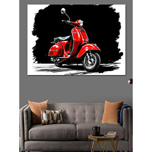 Kırmızı Vespa Motosiklet Dekoratif Kanvas - Mdf Ahşap Tablo 100x140 cm