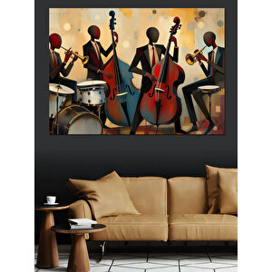 Caz Müzisyenleri Dekoratif Kanvas - Mdf Ahşap Tablo 25x35 cm