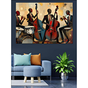 Caz Müzisyenleri Dekoratif Kanvas - Mdf Ahşap Tablo