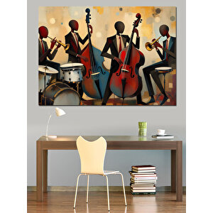 Caz Müzisyenleri Dekoratif Kanvas - Mdf Ahşap Tablo 70x100 cm