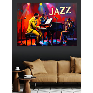Renkli Caz Performansı Dekoratif Kanvas - Mdf Ahşap Tablo 25x35 cm