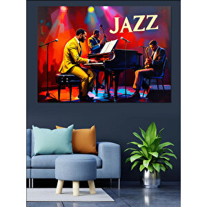 Renkli Caz Performansı Dekoratif Kanvas - Mdf Ahşap Tablo 25x35 cm