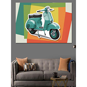 Retro Nostaljik Motosiklet Dekoratif Kanvas - Mdf Ahşap Tablo 100x140 cm