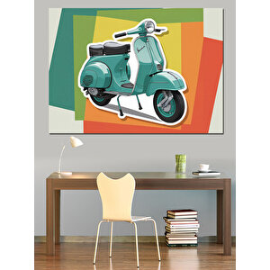 Retro Nostaljik Motosiklet Dekoratif Kanvas - Mdf Ahşap Tablo 100x140 cm