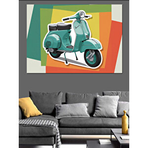 Retro Nostaljik Motosiklet Dekoratif Kanvas - Mdf Ahşap Tablo 100x140 cm