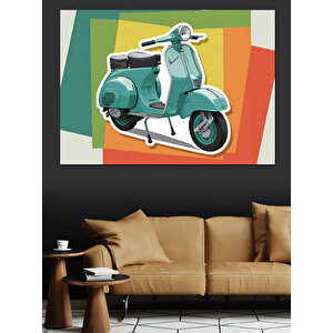 Retro Nostaljik Motosiklet Dekoratif Kanvas - Mdf Ahşap Tablo