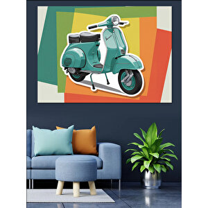 Retro Nostaljik Motosiklet Dekoratif Kanvas - Mdf Ahşap Tablo