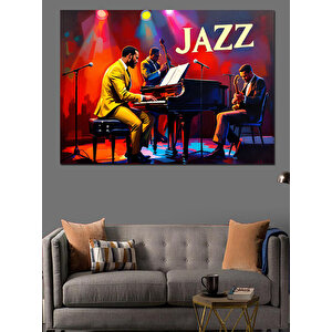 Renkli Caz Performansı Dekoratif Kanvas - Mdf Ahşap Tablo 70x100 cm