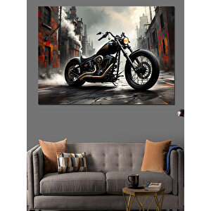 Siyah Motosiklet Dekoratif Kanvas - Mdf Ahşap Tablo