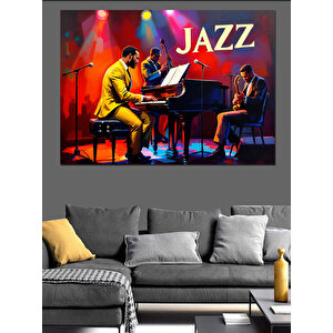 Renkli Caz Performansı Dekoratif Kanvas - Mdf Ahşap Tablo