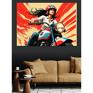 Kırmızı Motosiklet Süper Kahraman Dekoratif Kanvas - Mdf Ahşap Tablo 100x140 cm
