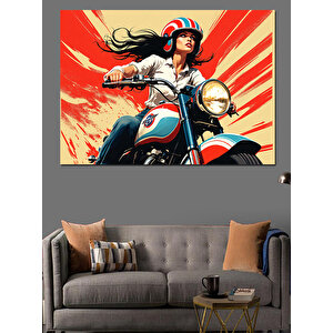 Kırmızı Motosiklet Süper Kahraman Dekoratif Kanvas - Mdf Ahşap Tablo