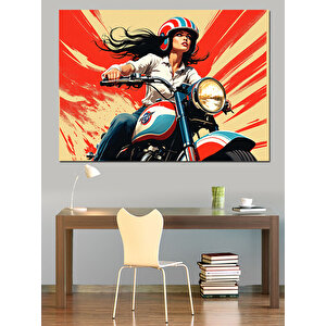 Kırmızı Motosiklet Süper Kahraman Dekoratif Kanvas - Mdf Ahşap Tablo
