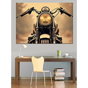 Klasik Motosiklet Önü Dekoratif Kanvas - Mdf Ahşap Tablo 100x140 cm