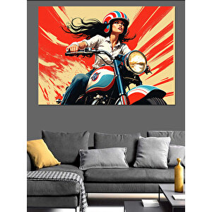 Kırmızı Motosiklet Süper Kahraman Dekoratif Kanvas - Mdf Ahşap Tablo 50x70 cm
