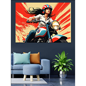 Kırmızı Motosiklet Süper Kahraman Dekoratif Kanvas - Mdf Ahşap Tablo 50x70 cm