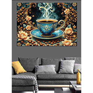 Dumanlı Çay Fincanı Deseni Dekoratif Kanvas - Mdf Ahşap Tablo