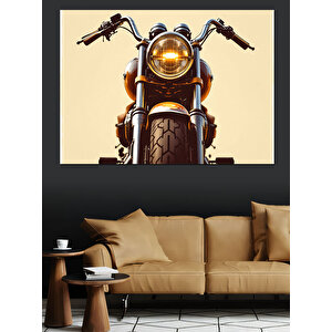 Klasik Siyah Motosiklet Farı Dekoratif Kanvas - Mdf Ahşap Tablo 100x140 cm