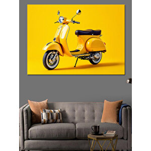 Sarı Motosiklet Sarı Arka Plan Dekoratif Kanvas - Mdf Ahşap Tablo 50x70 cm