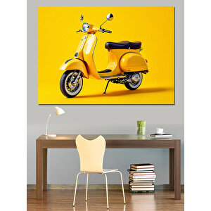 Sarı Motosiklet Sarı Arka Plan Dekoratif Kanvas - Mdf Ahşap Tablo 50x70 cm