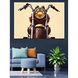 Klasik Siyah Motosiklet Farı Dekoratif Kanvas - Mdf Ahşap Tablo 35x50 cm