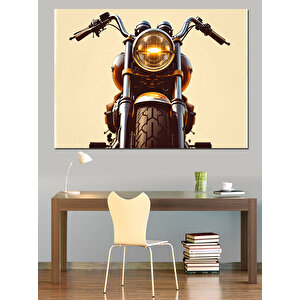 Klasik Siyah Motosiklet Farı Dekoratif Kanvas - Mdf Ahşap Tablo