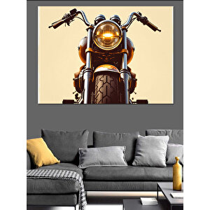 Klasik Siyah Motosiklet Farı Dekoratif Kanvas - Mdf Ahşap Tablo