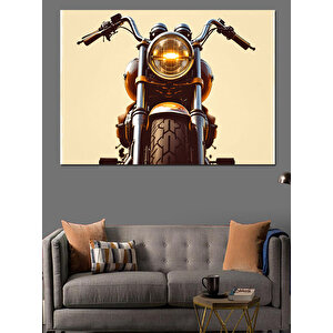 Klasik Siyah Motosiklet Farı Dekoratif Kanvas - Mdf Ahşap Tablo 70x100 cm