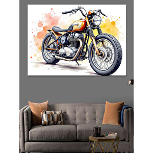 Retro Motosiklet Dekoratif Kanvas - Mdf Ahşap Tablo 50x70 cm
