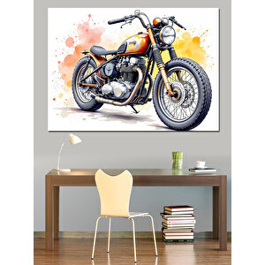 Retro Motosiklet Dekoratif Kanvas - Mdf Ahşap Tablo 50x70 cm