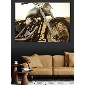 Klasik Metalik Motosiklet Yan Görünüm Dekoratif Kanvas - Mdf Ahşap Tablo 25x35 cm