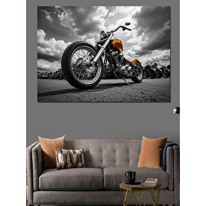 Siyah Beyaz Güçlü Motosiklet Dekoratif Kanvas - Mdf Ahşap Tablo