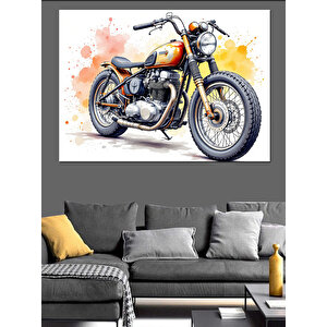 Retro Motosiklet Dekoratif Kanvas - Mdf Ahşap Tablo
