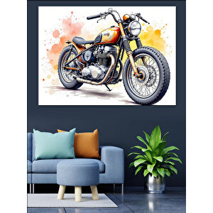 Retro Motosiklet Dekoratif Kanvas - Mdf Ahşap Tablo 70x100 cm