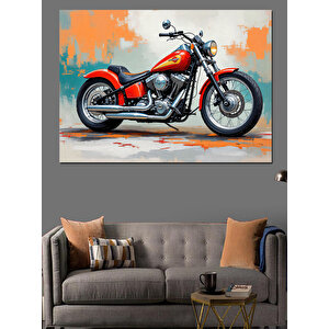 Kırmızı Klasik Motosiklet Dekoratif Kanvas - Mdf Ahşap Tablo