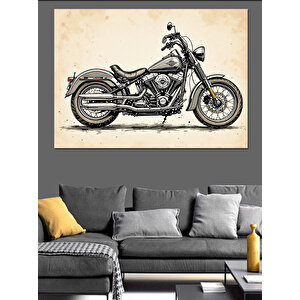 Siyah-beyaz Motosiklet Dekoratif Kanvas - Mdf Ahşap Tablo 50x70 cm