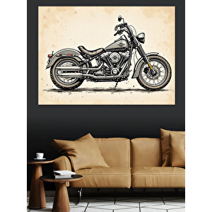 Siyah-beyaz Motosiklet Dekoratif Kanvas - Mdf Ahşap Tablo 50x70 cm