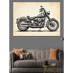 Siyah-beyaz Motosiklet Dekoratif Kanvas - Mdf Ahşap Tablo