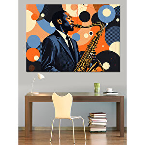Caz Çalan Adam Dekoratif Kanvas - Mdf Ahşap Tablo 100x140 cm
