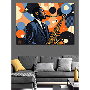 Caz Çalan Adam Dekoratif Kanvas - Mdf Ahşap Tablo 100x140 cm