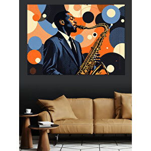 Caz Çalan Adam Dekoratif Kanvas - Mdf Ahşap Tablo 100x140 cm