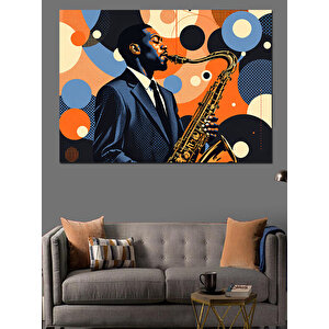Caz Çalan Adam Dekoratif Kanvas - Mdf Ahşap Tablo