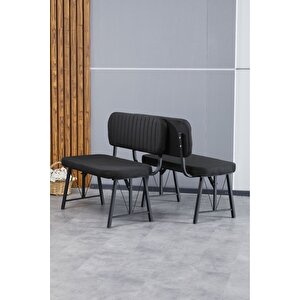 Hayat Serisi Mutfak, Yemek, Bahçe, Kafe, Modern Bench, Puf, 1 Adet - Siyah