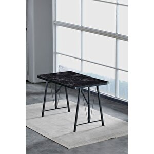 Melody 70x110cm Mutfak Masası, Yemek Masası - Siyah Mermer