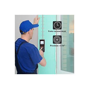 50 Metre Yüksek Hassasiyet Lazer Metre Ölçer Lcd Dijital Ekran Su Terazili Lazermetre