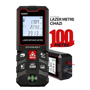 Yüksek Hassasiyet 100 Metre Lazer Metre Ölçer Lcd Dijital Ekran Su Terazili Lazermetre