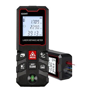 Yüksek Hassasiyet 100 Metre Lazer Metre Ölçer Lcd Dijital Ekran Su Terazili Lazermetre
