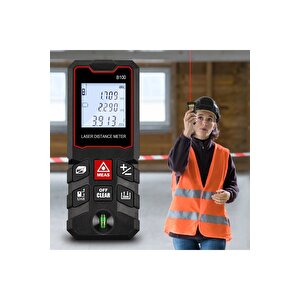 Yüksek Hassasiyet 100 Metre Lazer Metre Ölçer Lcd Dijital Ekran Su Terazili Lazermetre